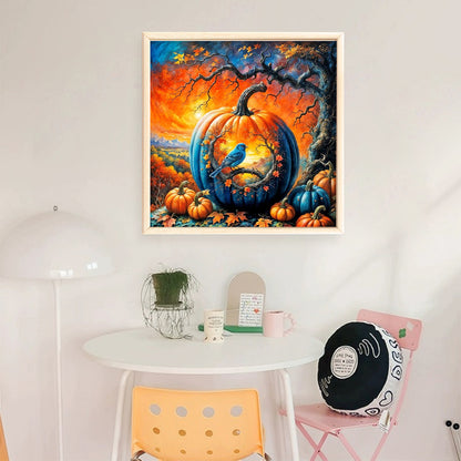 Pumpkin Silhouette Crow - 11CT Stamped Cross Stitch 40*40CM
