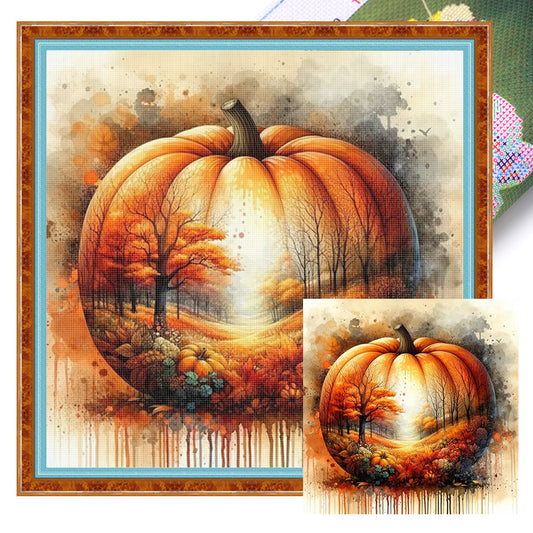 Pumpkin Silhouette Autumn - 11CT Stamped Cross Stitch 40*40CM