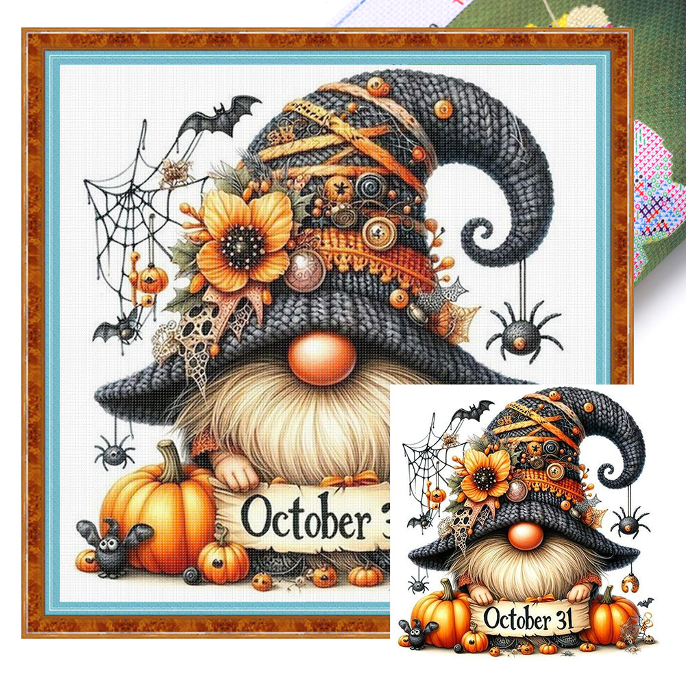 Pumpkin Gnome - 11CT Stamped Cross Stitch 40*40CM