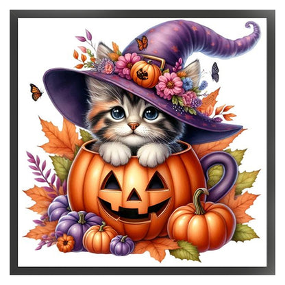 Pumpkin Kitten - 11CT Stamped Cross Stitch 40*40CM