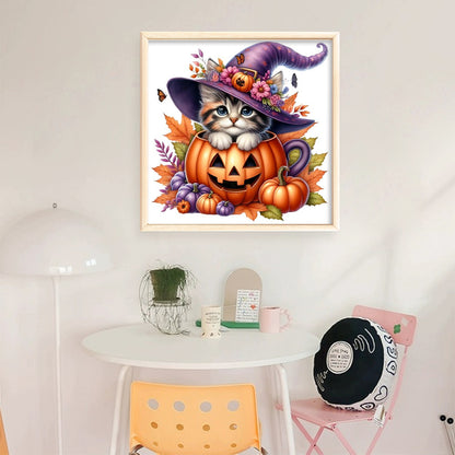 Pumpkin Kitten - 11CT Stamped Cross Stitch 40*40CM