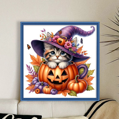 Pumpkin Kitten - 11CT Stamped Cross Stitch 40*40CM