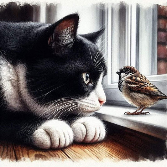 Kittens And Sparrows - 11CT Stamped Cross Stitch 40*40CM
