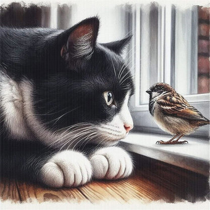 Kittens And Sparrows - 11CT Stamped Cross Stitch 40*40CM
