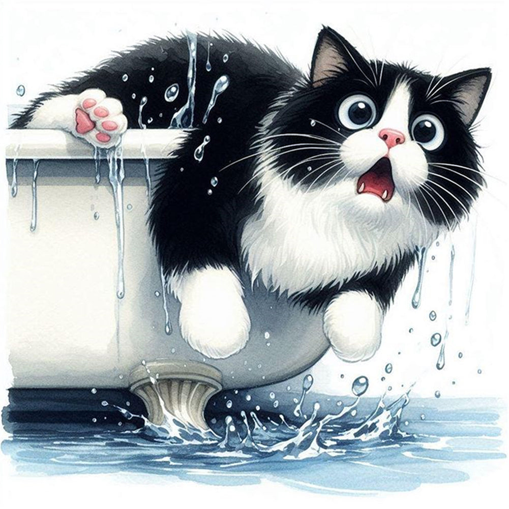 Cat In The Bathtub - 11CT Stamped Cross Stitch 40*40CM