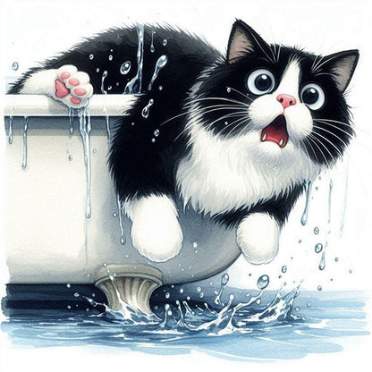 Cat In The Bathtub - 11CT Stamped Cross Stitch 40*40CM