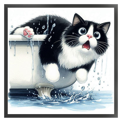 Cat In The Bathtub - 11CT Stamped Cross Stitch 40*40CM