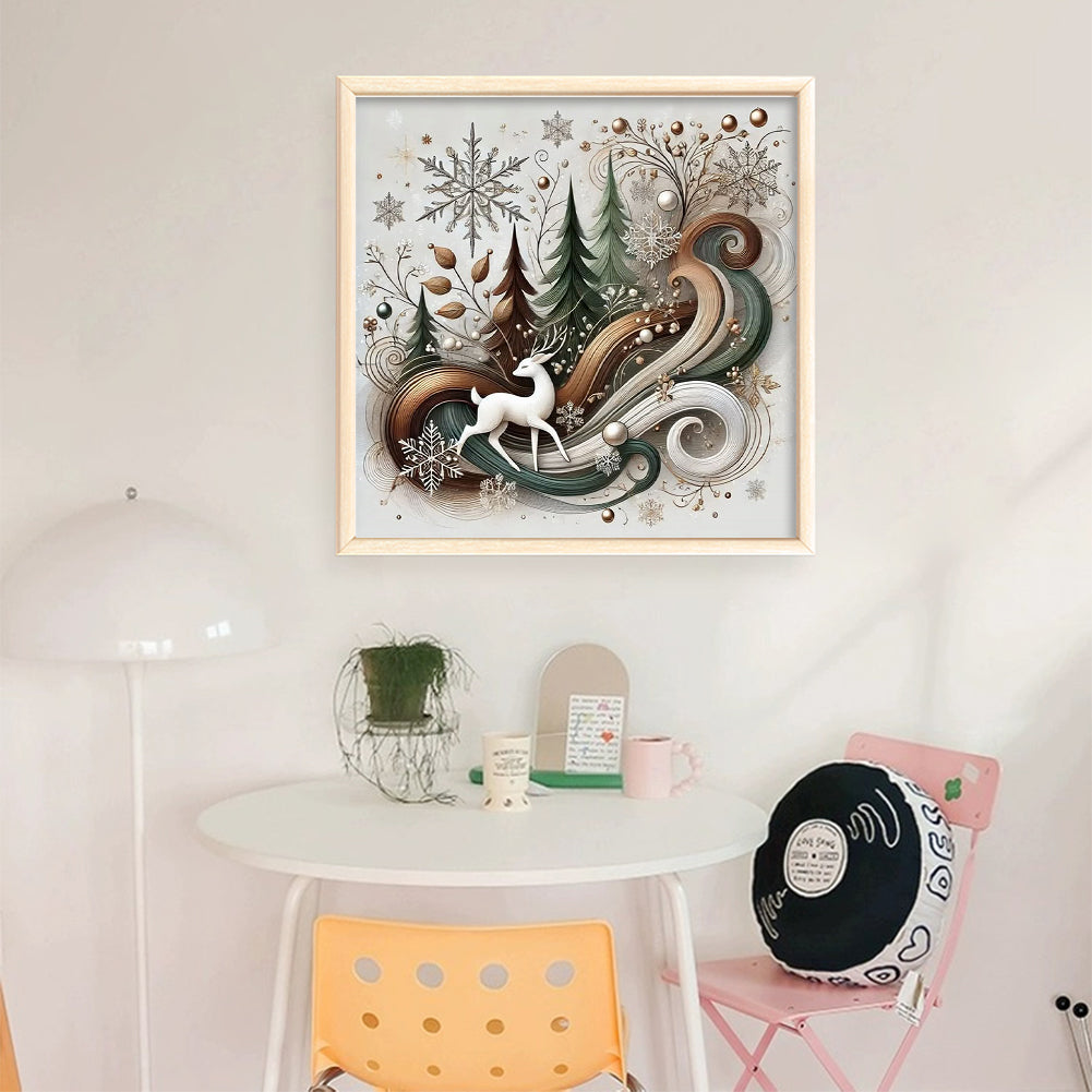 Christmas Tree And Deer - 11CT Stamped Cross Stitch 40*40CM