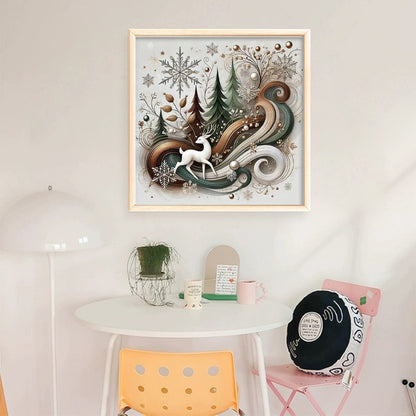 Christmas Tree And Deer - 11CT Stamped Cross Stitch 40*40CM