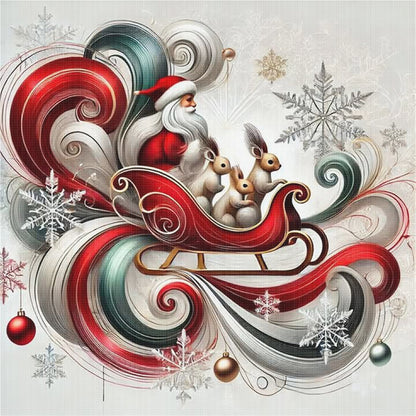 Santa Claus And Squirrel - 11CT Stamped Cross Stitch 40*40CM