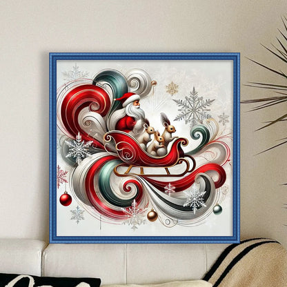 Santa Claus And Squirrel - 11CT Stamped Cross Stitch 40*40CM