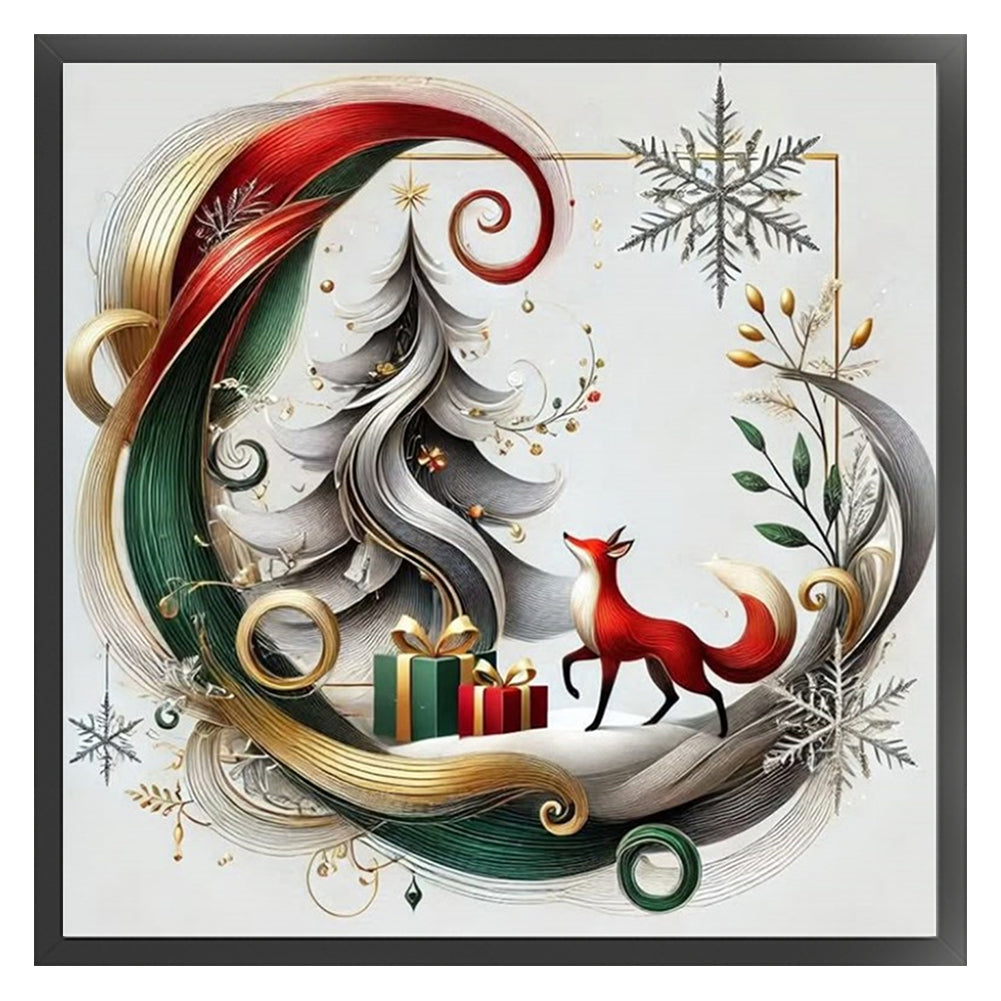 Christmas Tree And Fox - 11CT Stamped Cross Stitch 40*40CM