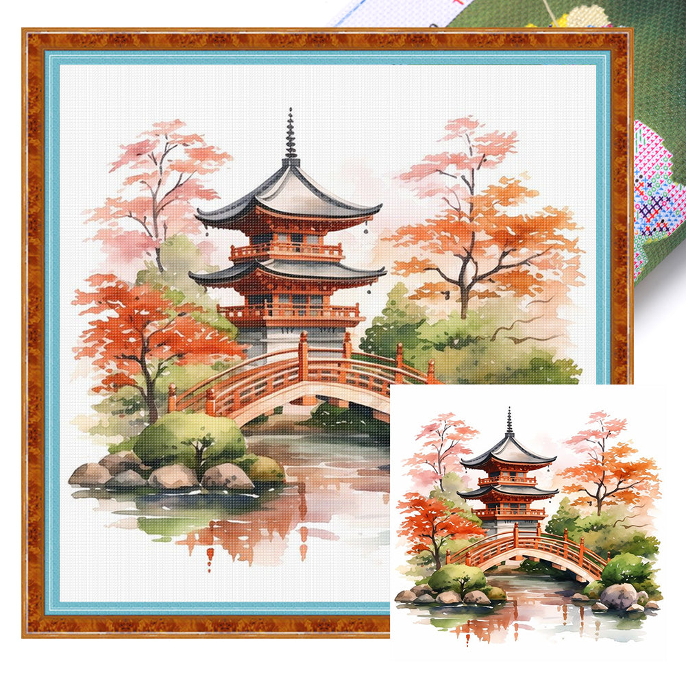 Pavilions And Towers - 11CT Stamped Cross Stitch 40*40CM