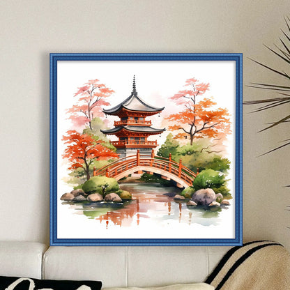 Pavilions And Towers - 11CT Stamped Cross Stitch 40*40CM