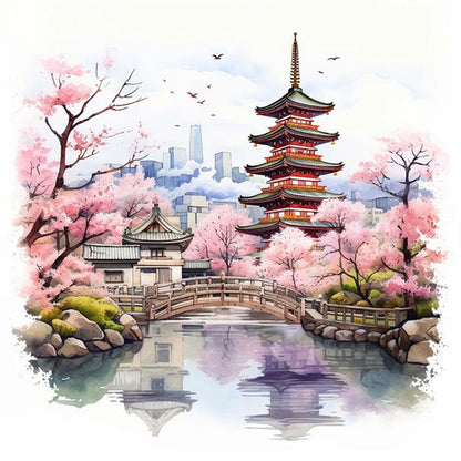 Pavilions And Towers - 11CT Stamped Cross Stitch 40*40CM