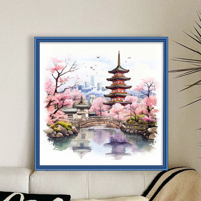 Pavilions And Towers - 11CT Stamped Cross Stitch 40*40CM