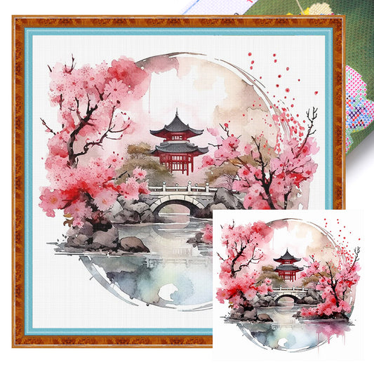 Pavilions And Towers - 11CT Stamped Cross Stitch 40*40CM
