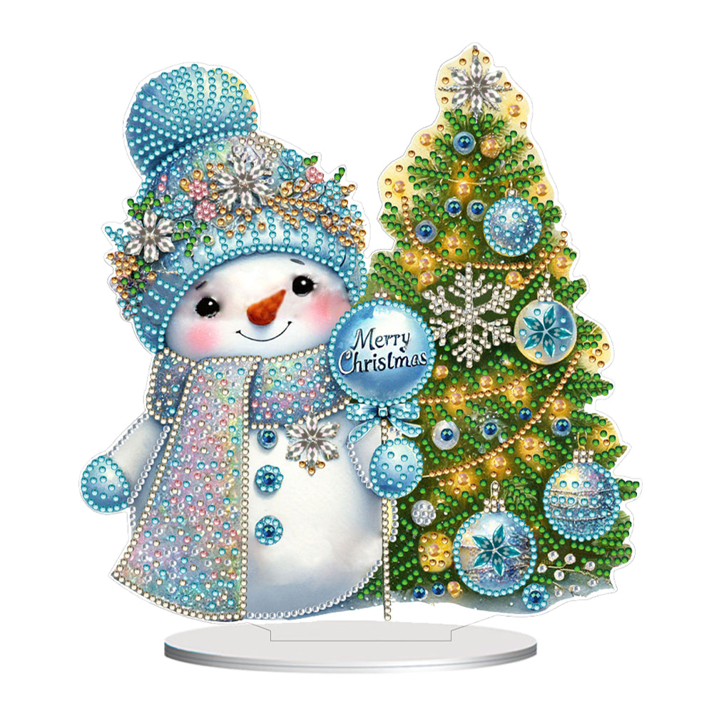 2D Flat Snowman Print DIY Desktop Diamond Art Kits for Home Office Desktop Decor