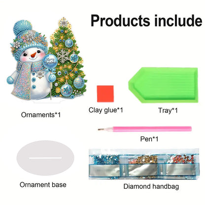 2D Flat Snowman Print DIY Desktop Diamond Art Kits for Home Office Desktop Decor