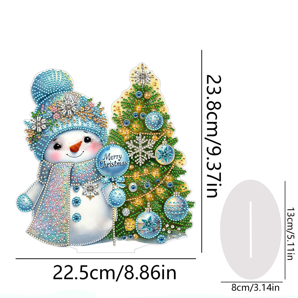 2D Flat Snowman Print DIY Desktop Diamond Art Kits for Home Office Desktop Decor
