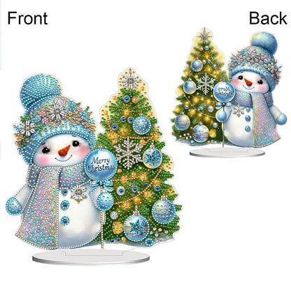 2D Flat Snowman Print DIY Desktop Diamond Art Kits for Home Office Desktop Decor