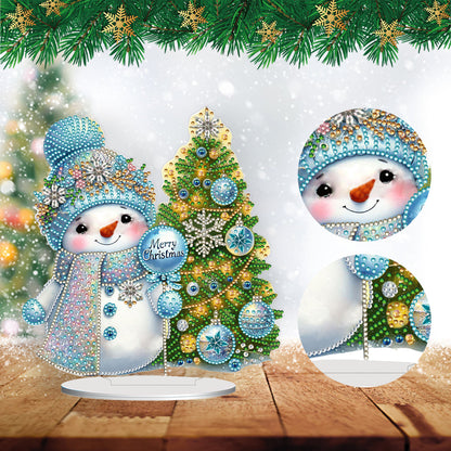 2D Flat Snowman Print DIY Desktop Diamond Art Kits for Home Office Desktop Decor