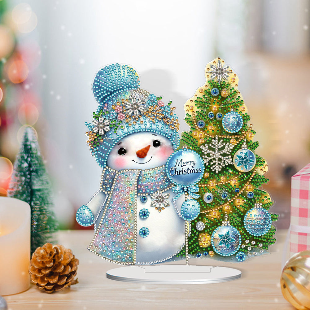 2D Flat Snowman Print DIY Desktop Diamond Art Kits for Home Office Desktop Decor