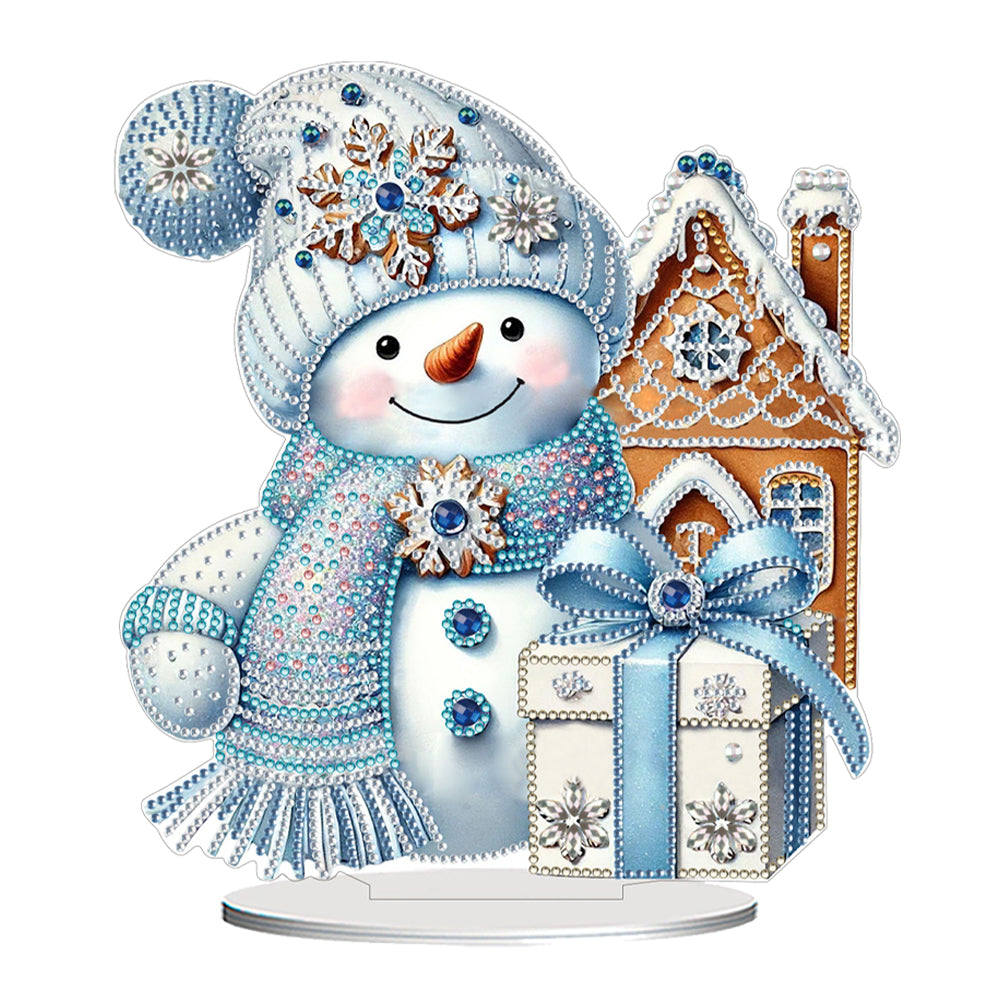 2D Flat Snowman Print DIY Desktop Diamond Art Kits for Home Office Desktop Decor