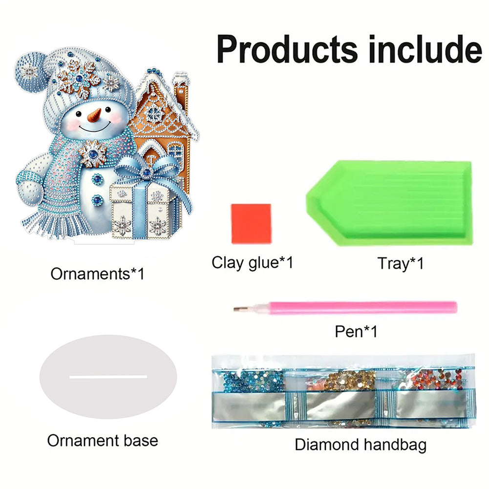 2D Flat Snowman Print DIY Desktop Diamond Art Kits for Home Office Desktop Decor