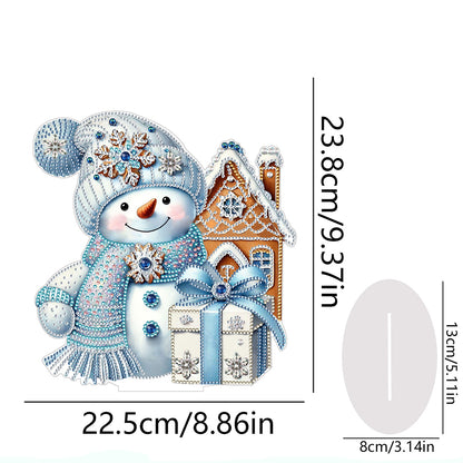 2D Flat Snowman Print DIY Desktop Diamond Art Kits for Home Office Desktop Decor