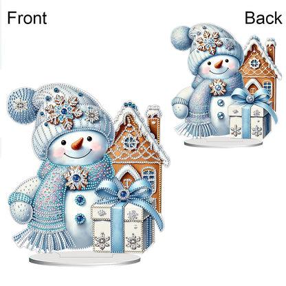 2D Flat Snowman Print DIY Desktop Diamond Art Kits for Home Office Desktop Decor