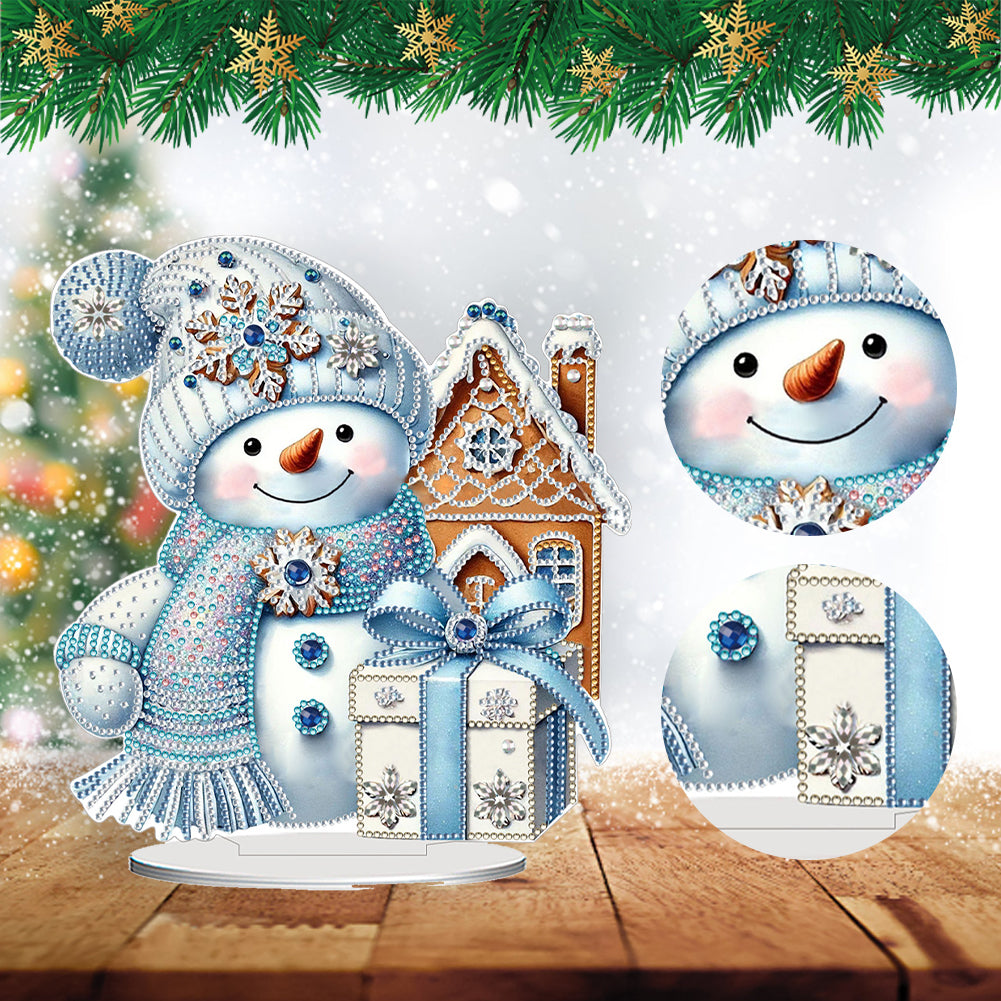 2D Flat Snowman Print DIY Desktop Diamond Art Kits for Home Office Desktop Decor