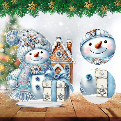 2D Flat Snowman Print DIY Desktop Diamond Art Kits for Home Office Desktop Decor
