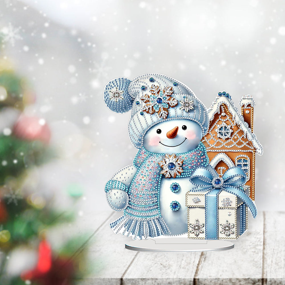 2D Flat Snowman Print DIY Desktop Diamond Art Kits for Home Office Desktop Decor
