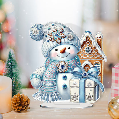 2D Flat Snowman Print DIY Desktop Diamond Art Kits for Home Office Desktop Decor