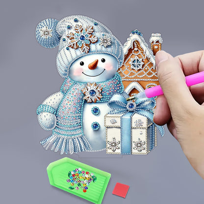 2D Flat Snowman Print DIY Desktop Diamond Art Kits for Home Office Desktop Decor
