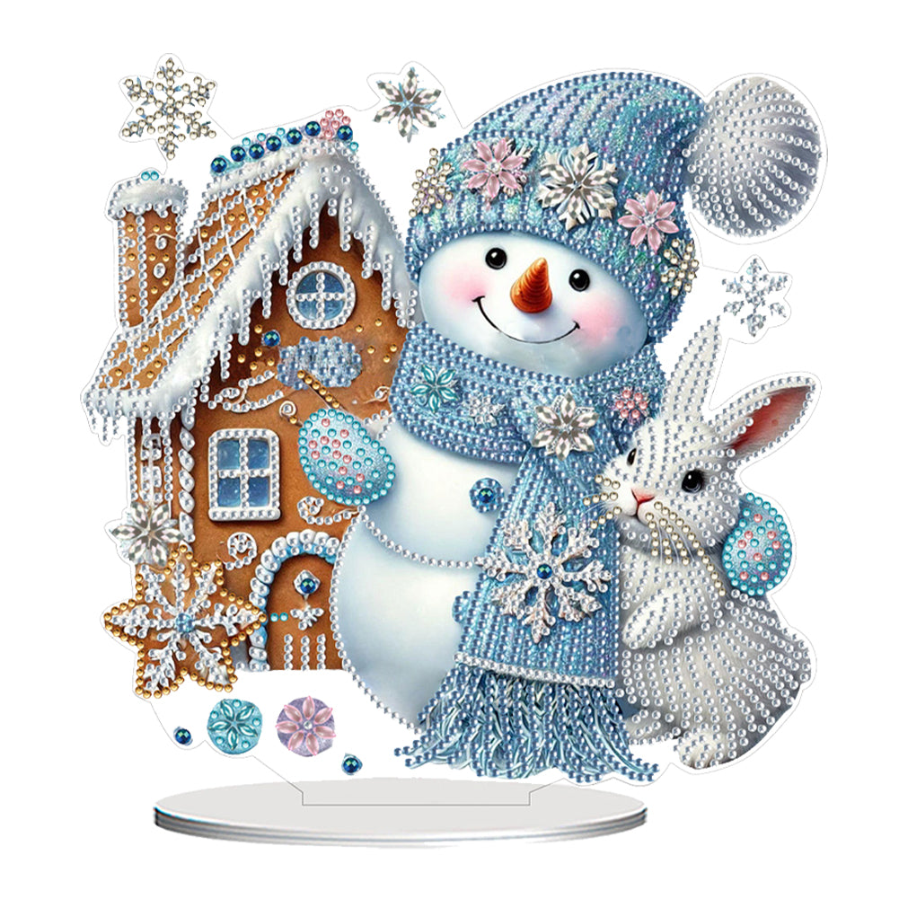2D Flat Snowman Print DIY Desktop Diamond Art Kits for Home Office Desktop Decor