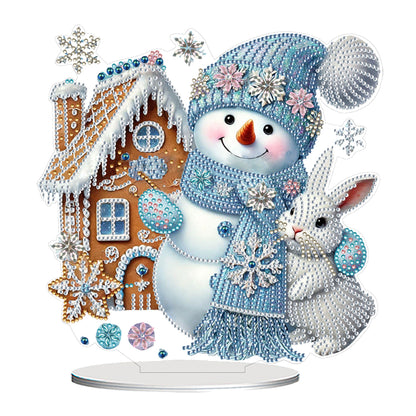 2D Flat Snowman Print DIY Desktop Diamond Art Kits for Home Office Desktop Decor