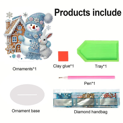 2D Flat Snowman Print DIY Desktop Diamond Art Kits for Home Office Desktop Decor