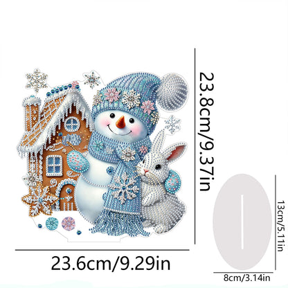 2D Flat Snowman Print DIY Desktop Diamond Art Kits for Home Office Desktop Decor