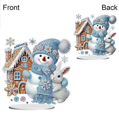 2D Flat Snowman Print DIY Desktop Diamond Art Kits for Home Office Desktop Decor