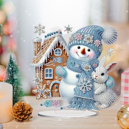 2D Flat Snowman Print DIY Desktop Diamond Art Kits for Home Office Desktop Decor