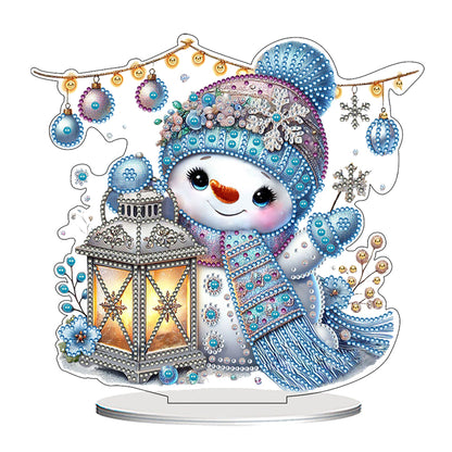 2D Flat Snowman Print DIY Desktop Diamond Art Kits for Home Office Desktop Decor