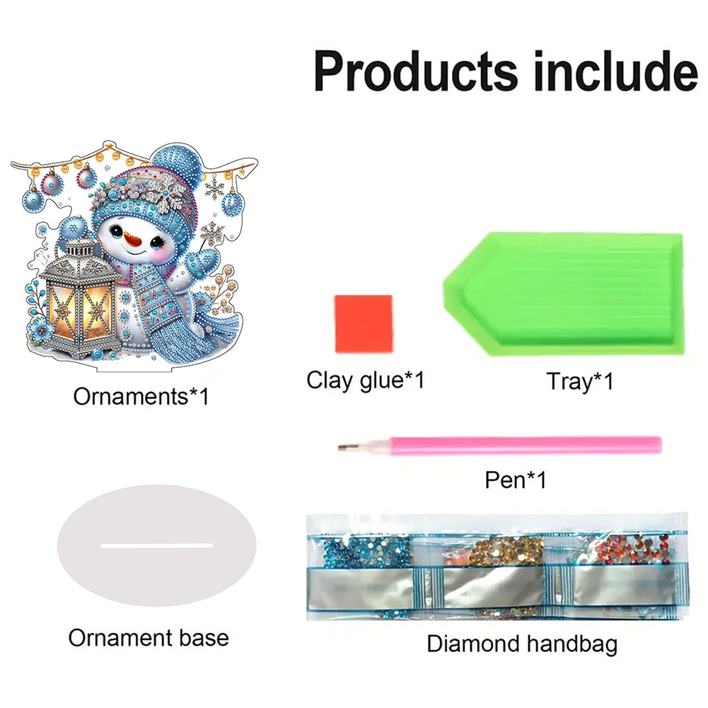 2D Flat Snowman Print DIY Desktop Diamond Art Kits for Home Office Desktop Decor