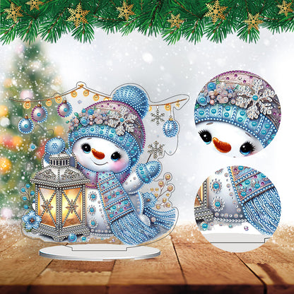 2D Flat Snowman Print DIY Desktop Diamond Art Kits for Home Office Desktop Decor
