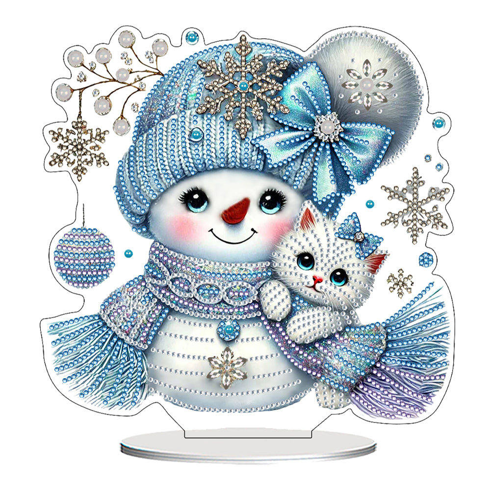 2D Flat Snowman Print DIY Desktop Diamond Art Kits for Home Office Desktop Decor