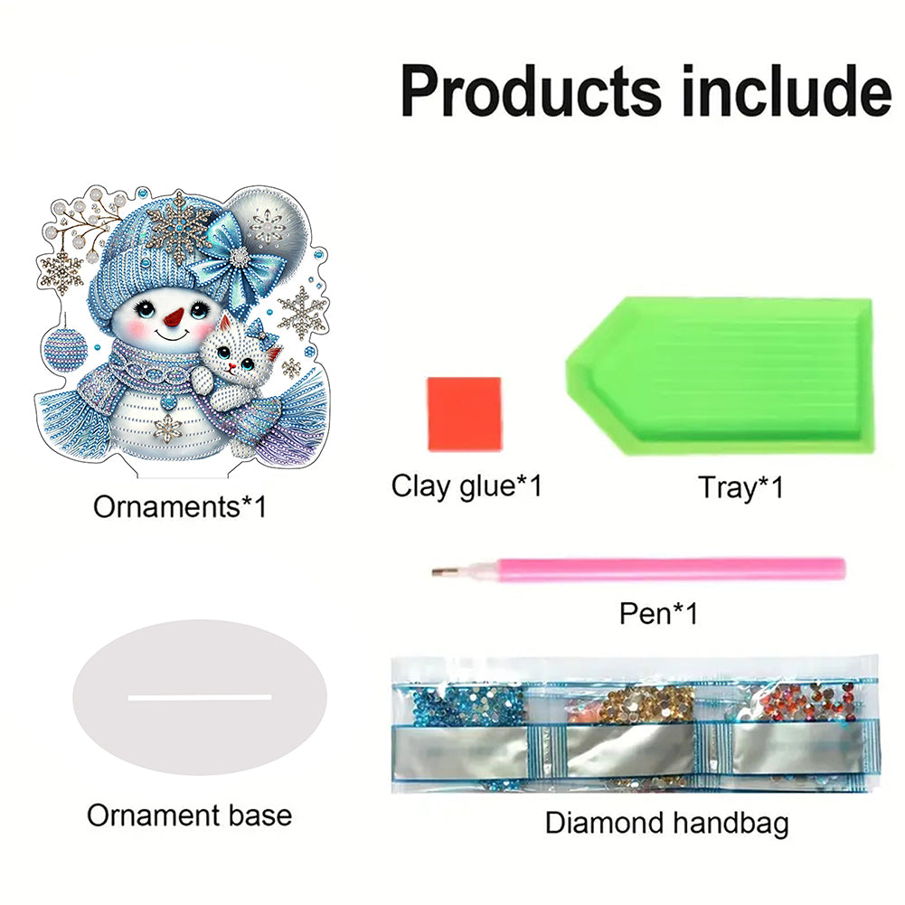 2D Flat Snowman Print DIY Desktop Diamond Art Kits for Home Office Desktop Decor