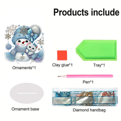 2D Flat Snowman Print DIY Desktop Diamond Art Kits for Home Office Desktop Decor