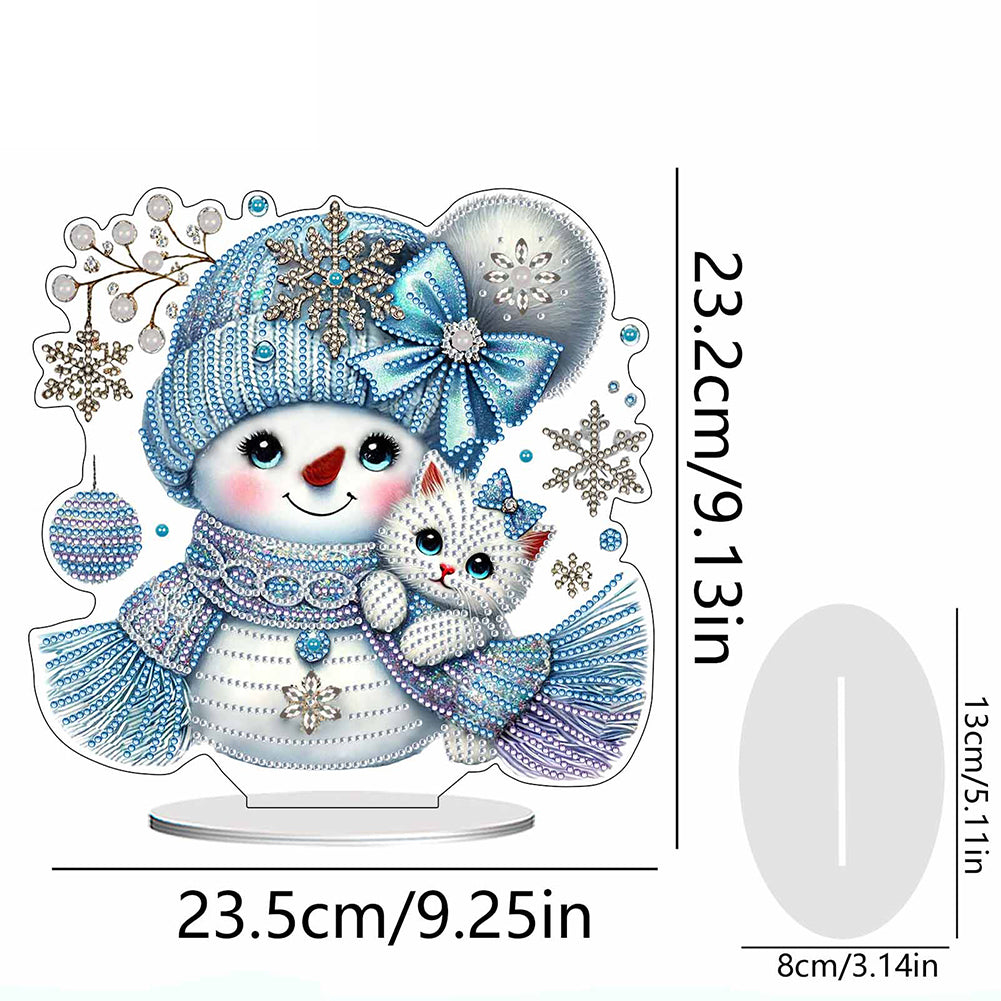 2D Flat Snowman Print DIY Desktop Diamond Art Kits for Home Office Desktop Decor