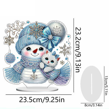 2D Flat Snowman Print DIY Desktop Diamond Art Kits for Home Office Desktop Decor